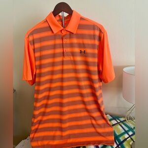 Under Armour Men's Orange Striped Polo Shirt